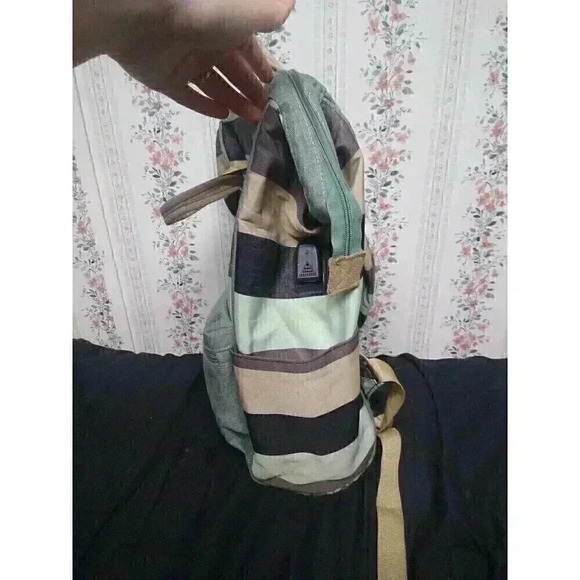 Himawari Green/Brown Canvas Backpack Travel School Computer USB Charging Port - Picture 10 of 12